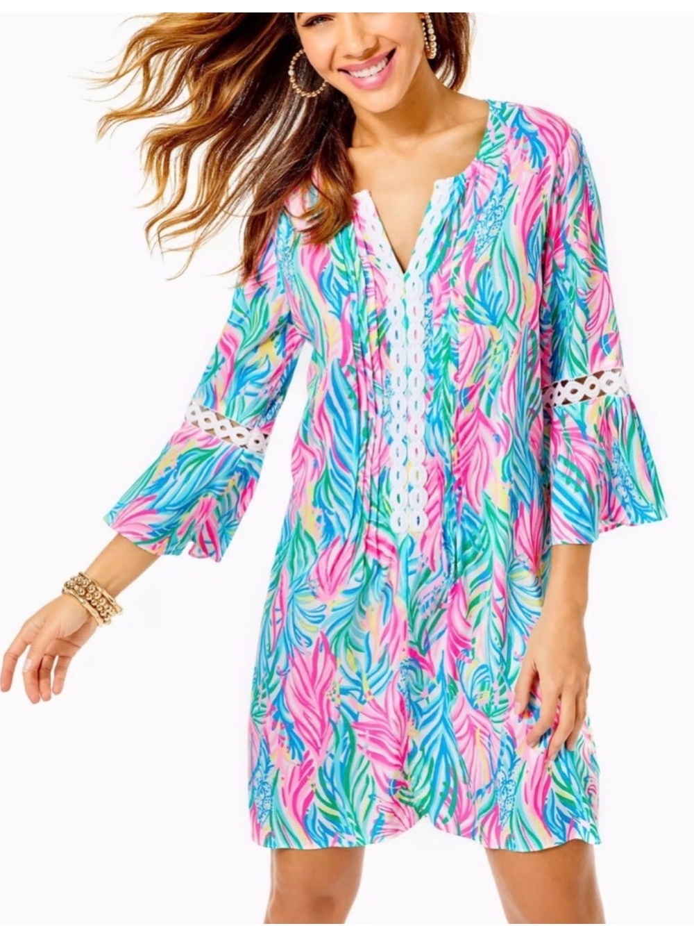 🎉HP🎉NWOT Lilly Pulitzer Hollie 3/4 Sleeve Tunic Dress in Sea Turtle Soirée
